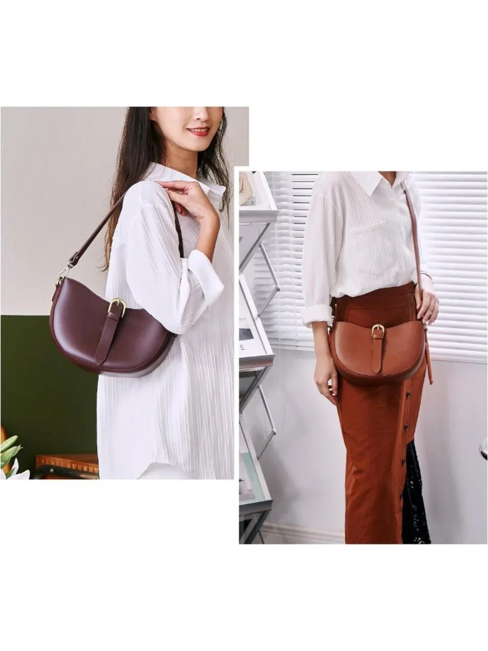 Vintage Vegan Leather Crescent Bag | Retro Hobo Satchel | Women's Lunar Purse